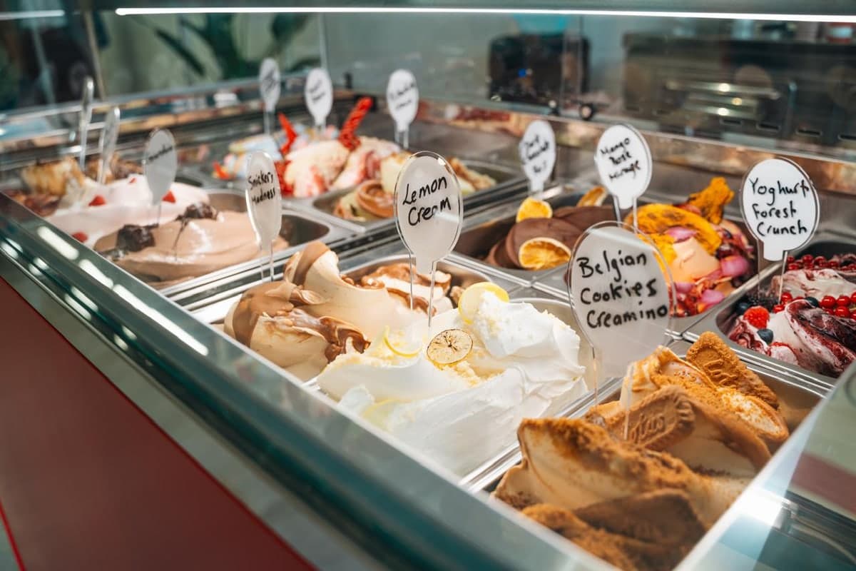 Artisan gelato display